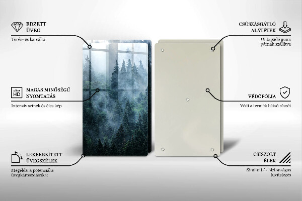 Tampa de parede do fogão a gás Floresta de árvores e neblina