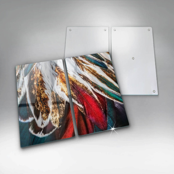 Tampa de parede do fogão a gás Boho penas de pássaro