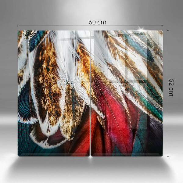 Tampa de parede do fogão a gás Boho penas de pássaro