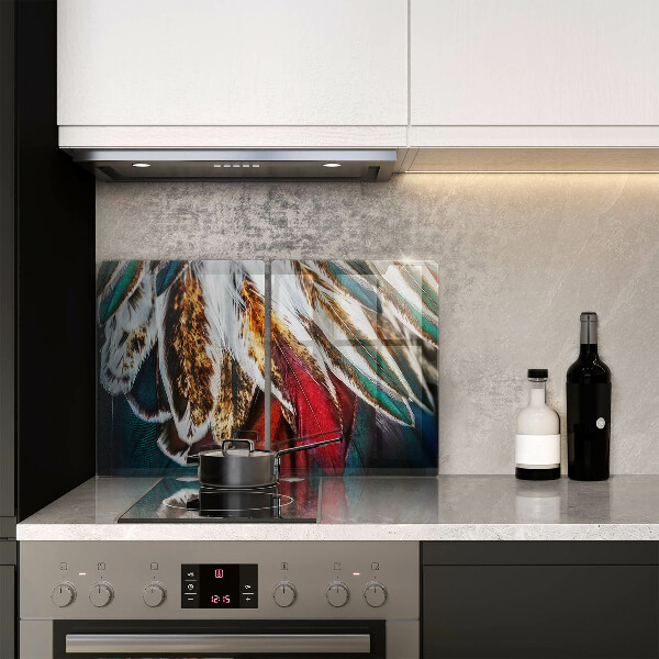 Tampa de parede do fogão a gás Boho penas de pássaro