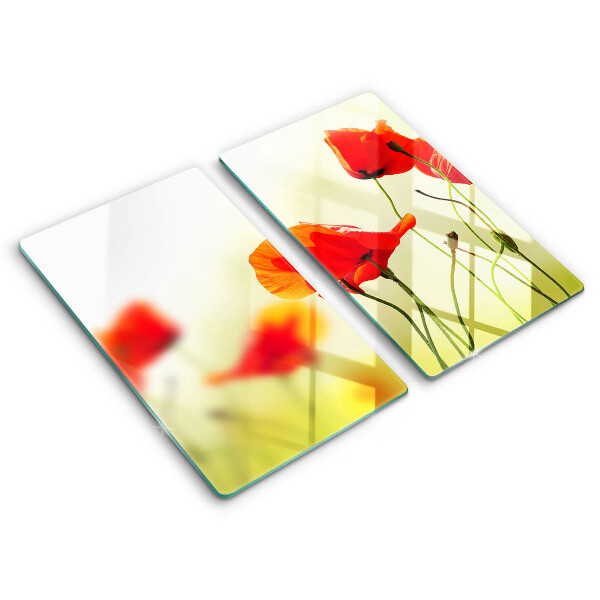 Placa de proteção para o fogão Flores vermelhas papoilas