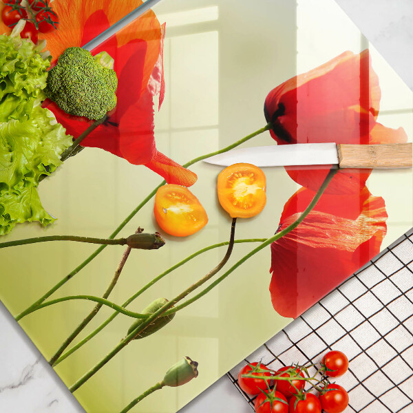 Placa de proteção para o fogão Flores vermelhas papoilas