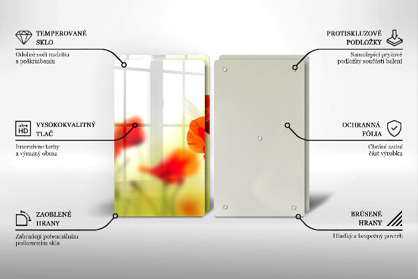 Placa de proteção para o fogão Flores vermelhas papoilas