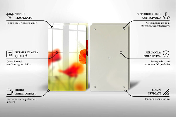 Placa de proteção para o fogão Flores vermelhas papoilas