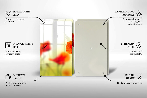 Placa de proteção para o fogão Flores vermelhas papoilas