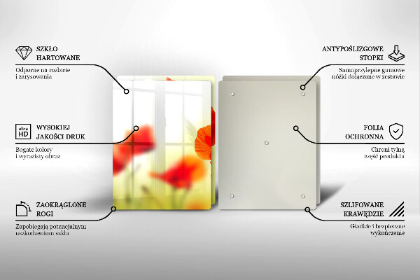 Placa de proteção para o fogão Flores vermelhas papoilas