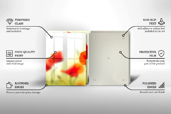 Placa de proteção para o fogão Flores vermelhas papoilas