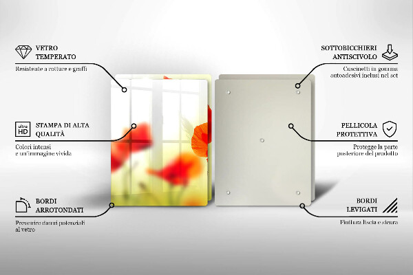 Placa de proteção para o fogão Flores vermelhas papoilas