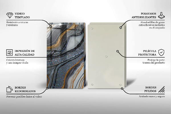 Proteção da parede da cozinha Rocha com ouro