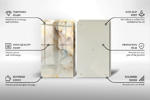 Tampa de parede do fogão a gás Textura mármore com ouro