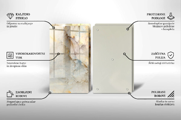 Tampa de parede do fogão a gás Textura mármore com ouro