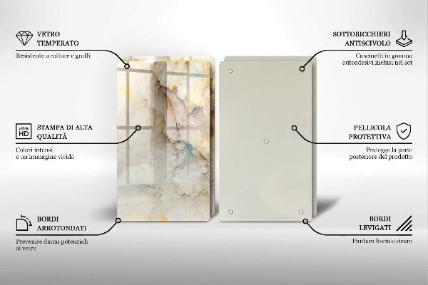 Tampa de parede do fogão a gás Textura mármore com ouro