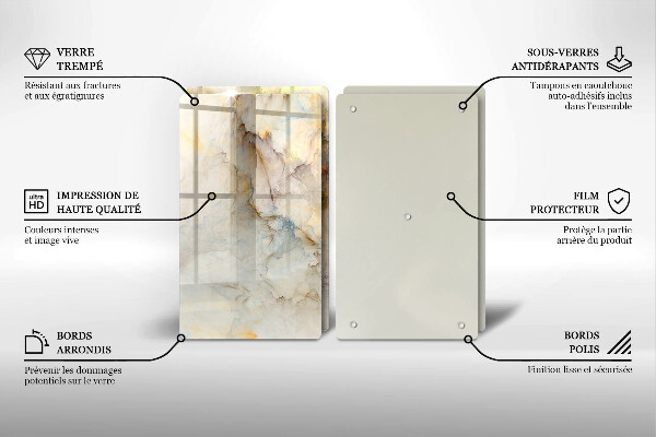 Tampa de parede do fogão a gás Textura mármore com ouro