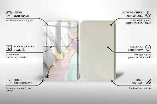 Tampa de parede para fogão a gás Mármore pastel