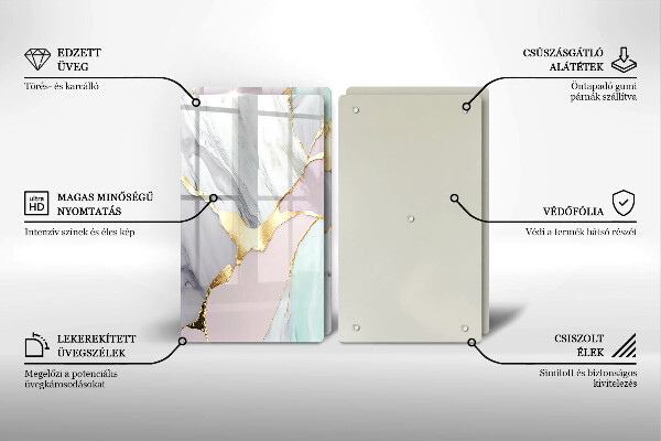 Tampa de parede para fogão a gás Mármore pastel