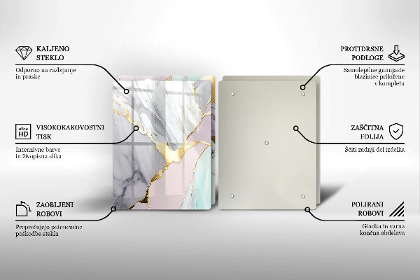 Tampa de parede para fogão a gás Mármore pastel