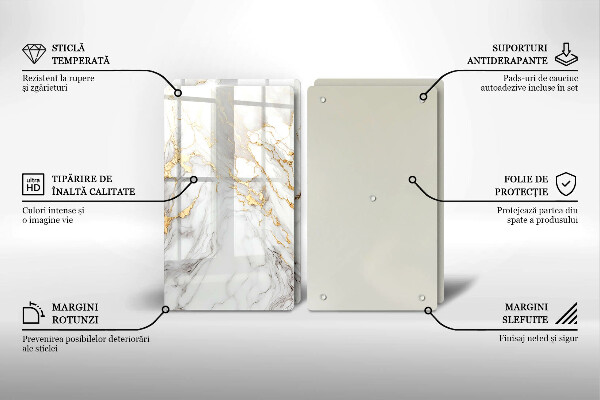 Tampa de parede do fogão a gás Mármore claro com ouro