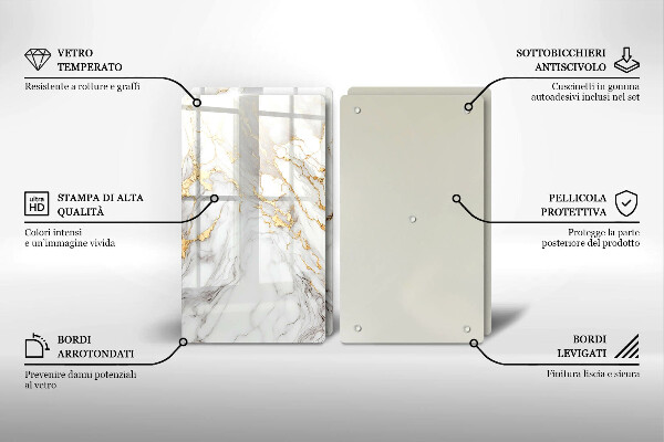 Tampa de parede do fogão a gás Mármore claro com ouro