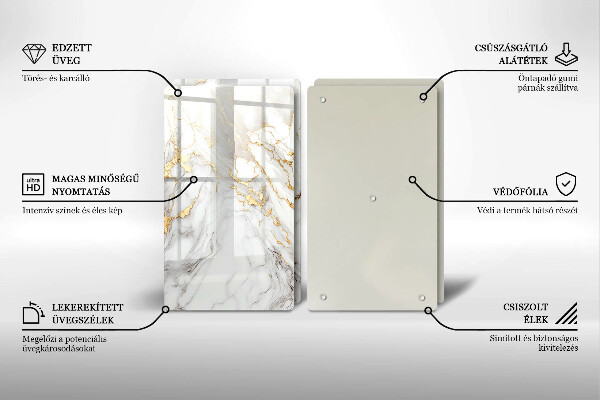 Tampa de parede do fogão a gás Mármore claro com ouro