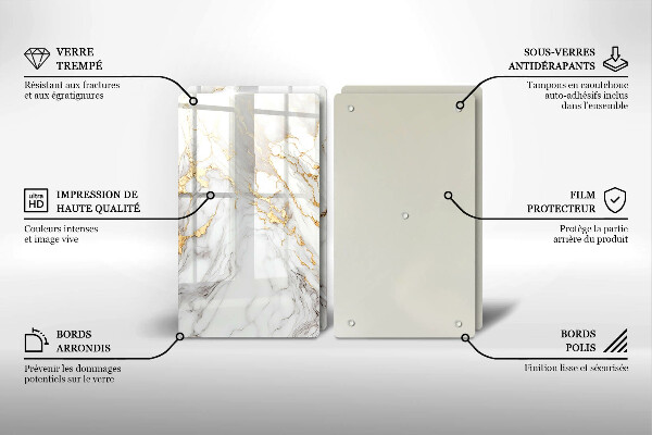 Tampa de parede do fogão a gás Mármore claro com ouro