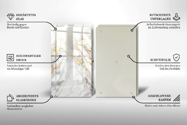 Tampa de parede do fogão a gás Mármore claro com ouro