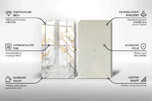 Tampa de parede do fogão a gás Mármore claro com ouro