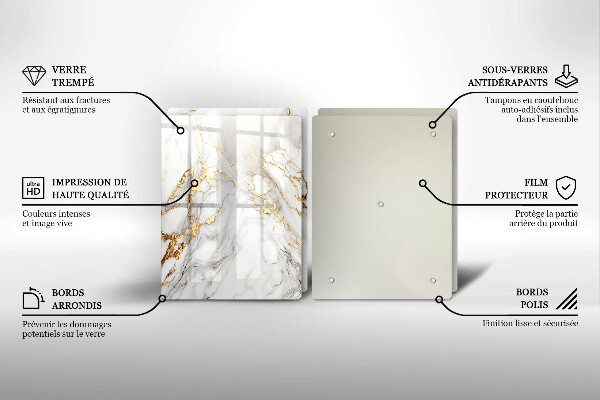 Tampa de parede do fogão a gás Mármore claro com ouro