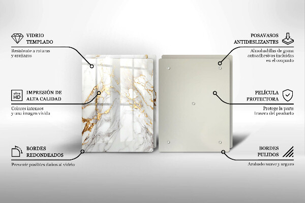 Tampa de parede do fogão a gás Mármore claro com ouro