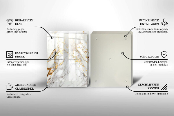 Tampa de parede do fogão a gás Mármore claro com ouro