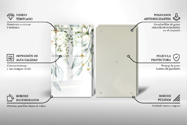 Tampa de parede do fogão a gás Plantas em aquarela