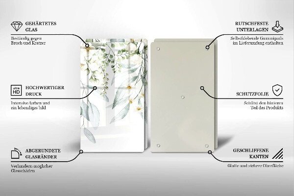 Tampa de parede do fogão a gás Plantas em aquarela