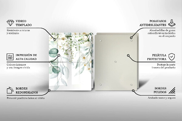 Tampa de parede do fogão a gás Plantas em aquarela