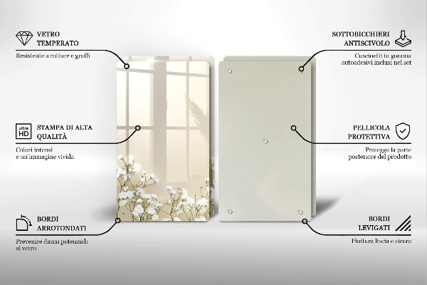 Tampa de parede do fogão a gás Gipsófila boho flores