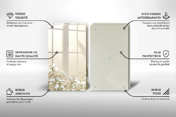 Tampa de parede do fogão a gás Gipsófila boho flores