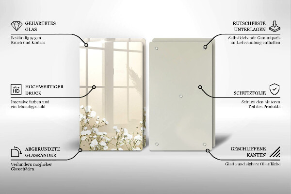 Tampa de parede do fogão a gás Gipsófila boho flores