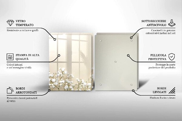 Tampa de parede do fogão a gás Gipsófila boho flores