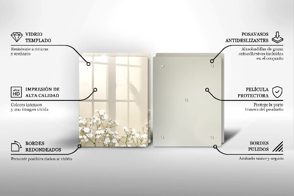 Tampa de parede do fogão a gás Gipsófila boho flores