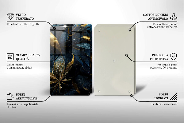 Tampa de parede do fogão a gás Folhas decorativas com ouro