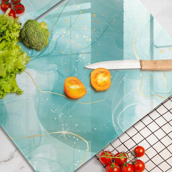 Cobertura de parede do fogão a gás Abstração azul e dourada