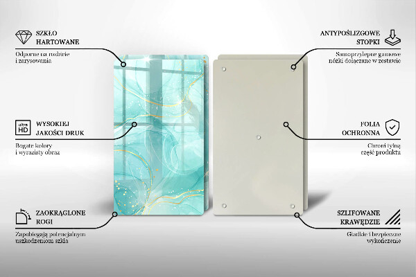Cobertura de parede do fogão a gás Abstração azul e dourada