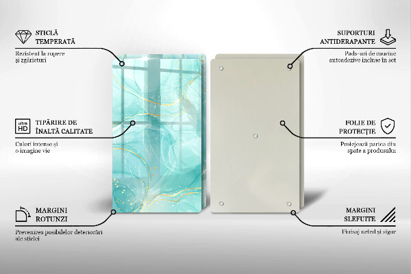 Cobertura de parede do fogão a gás Abstração azul e dourada