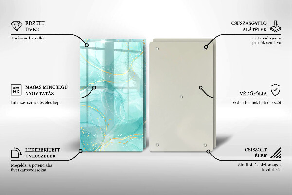 Cobertura de parede do fogão a gás Abstração azul e dourada