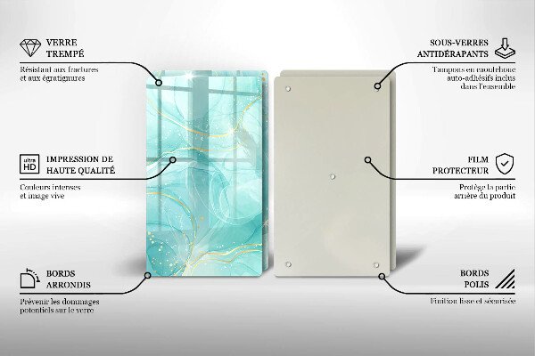 Cobertura de parede do fogão a gás Abstração azul e dourada