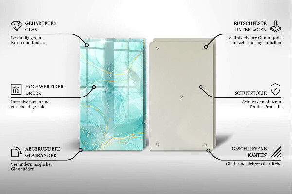 Cobertura de parede do fogão a gás Abstração azul e dourada