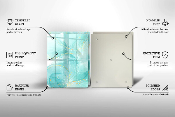 Cobertura de parede do fogão a gás Abstração azul e dourada