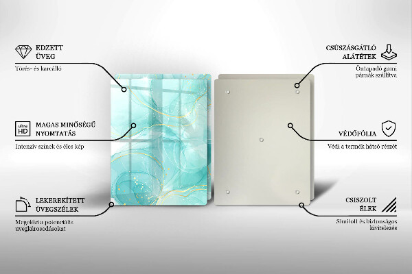 Cobertura de parede do fogão a gás Abstração azul e dourada
