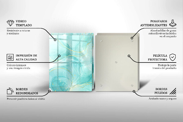 Cobertura de parede do fogão a gás Abstração azul e dourada