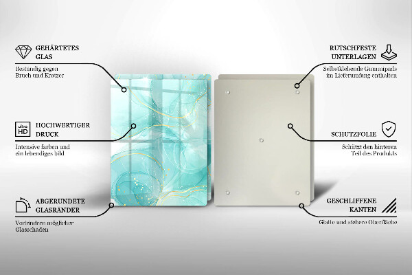 Cobertura de parede do fogão a gás Abstração azul e dourada