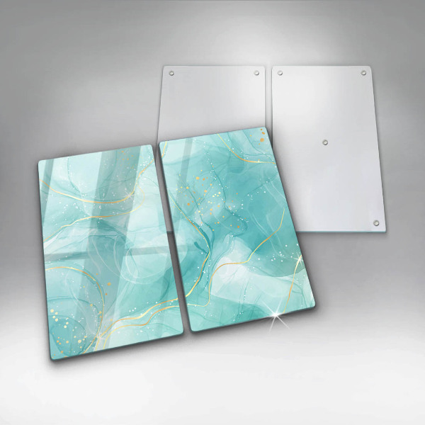 Cobertura de parede do fogão a gás Abstração azul e dourada