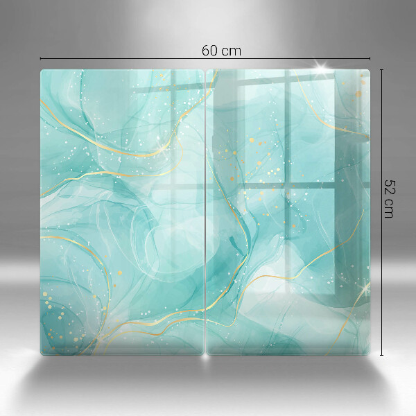 Cobertura de parede do fogão a gás Abstração azul e dourada